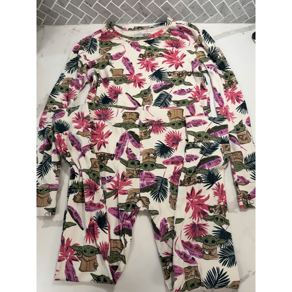 Gap x Star Wars Baby Yoda Grogu Pajama Set Sz 10 Organic Cotton Tropical Palm